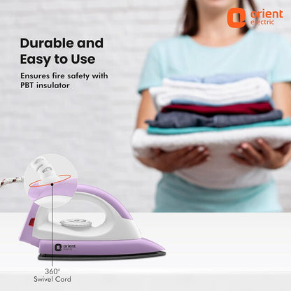 Orient Electric Fabristyle 1100 Watt Dry Iron for clothes with Weilburger Coated Non Stick Soleplate