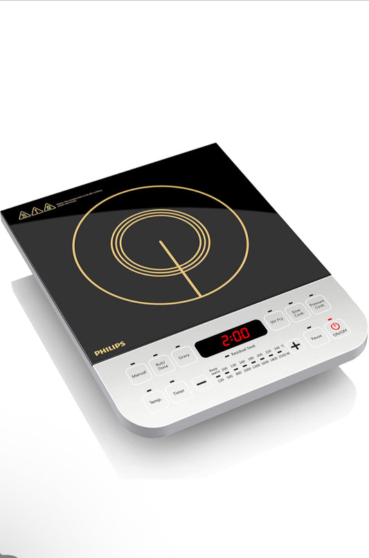 Philips Viva Collection HD4928/01 2100-Watt Induction Cooktop, Soft Touch Button with Crystal Glass (Black)