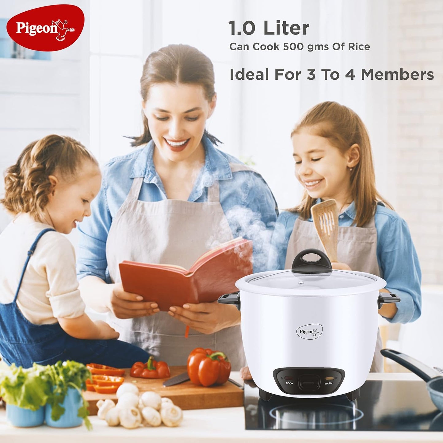 Pigeon by Stovekraft Joy Rice Cooker with Single pot, 1 litres.