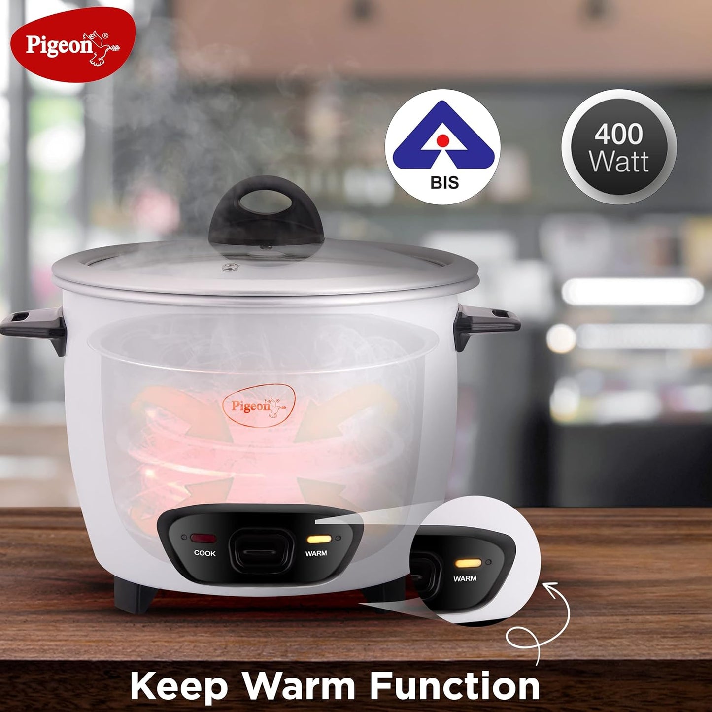 Pigeon by Stovekraft Joy Rice Cooker with Single pot, 1 litres.